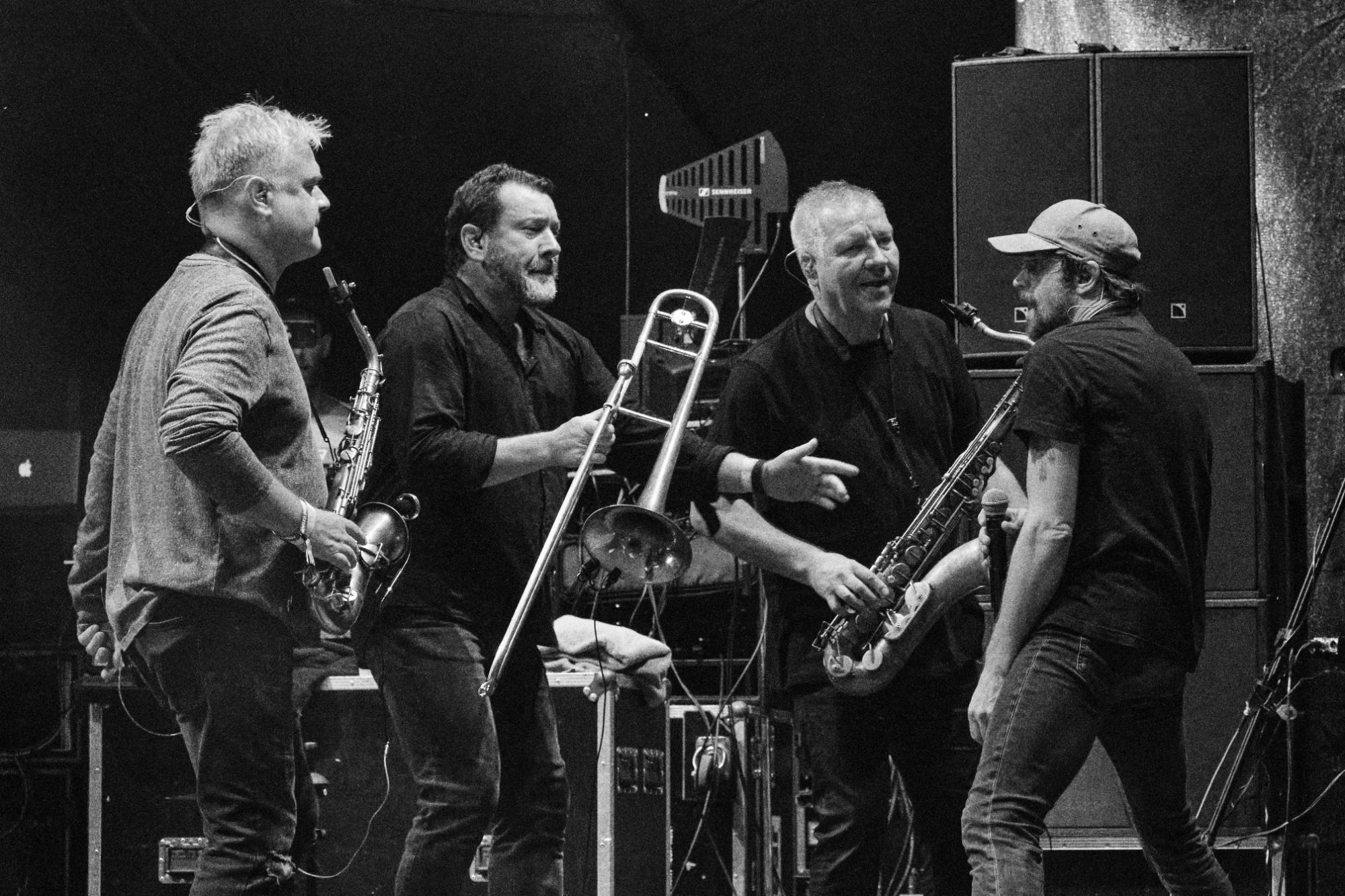 Black and white photo of J.A.R. perfoming at Rock for Churchill