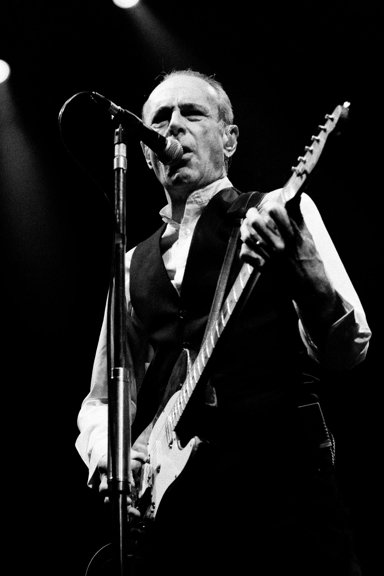 Black and white photo of Status Quo performing live in Olomouc Czech republic