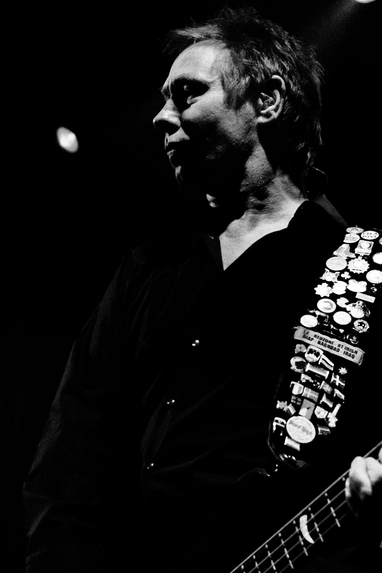 Black and white photo of Status Quo performing live in Olomouc Czech republic