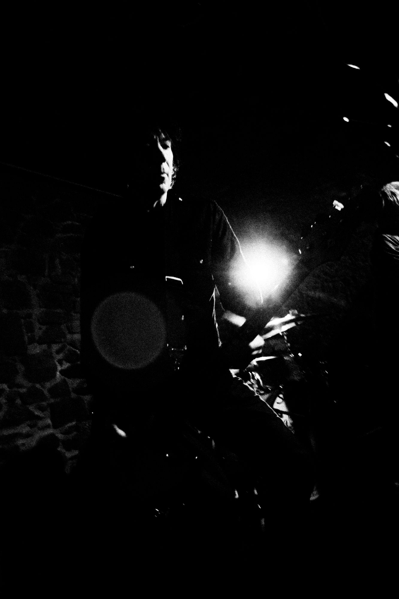 Black and white photo of UK Subs & TV Smith concert in Valasske Mezirici