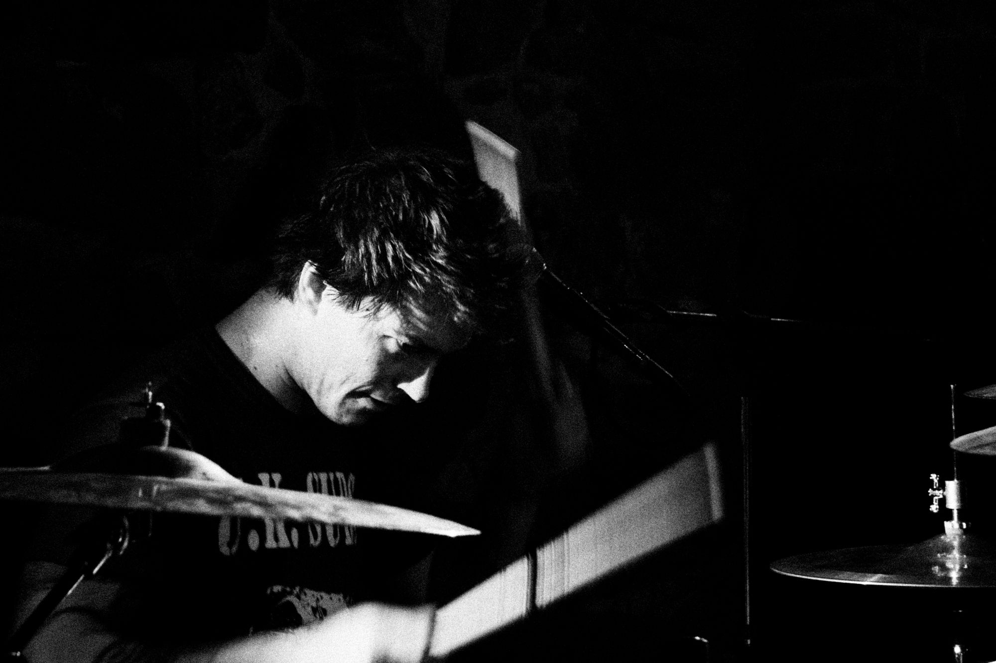 Black and white photo of UK Subs & TV Smith concert in Valasske Mezirici