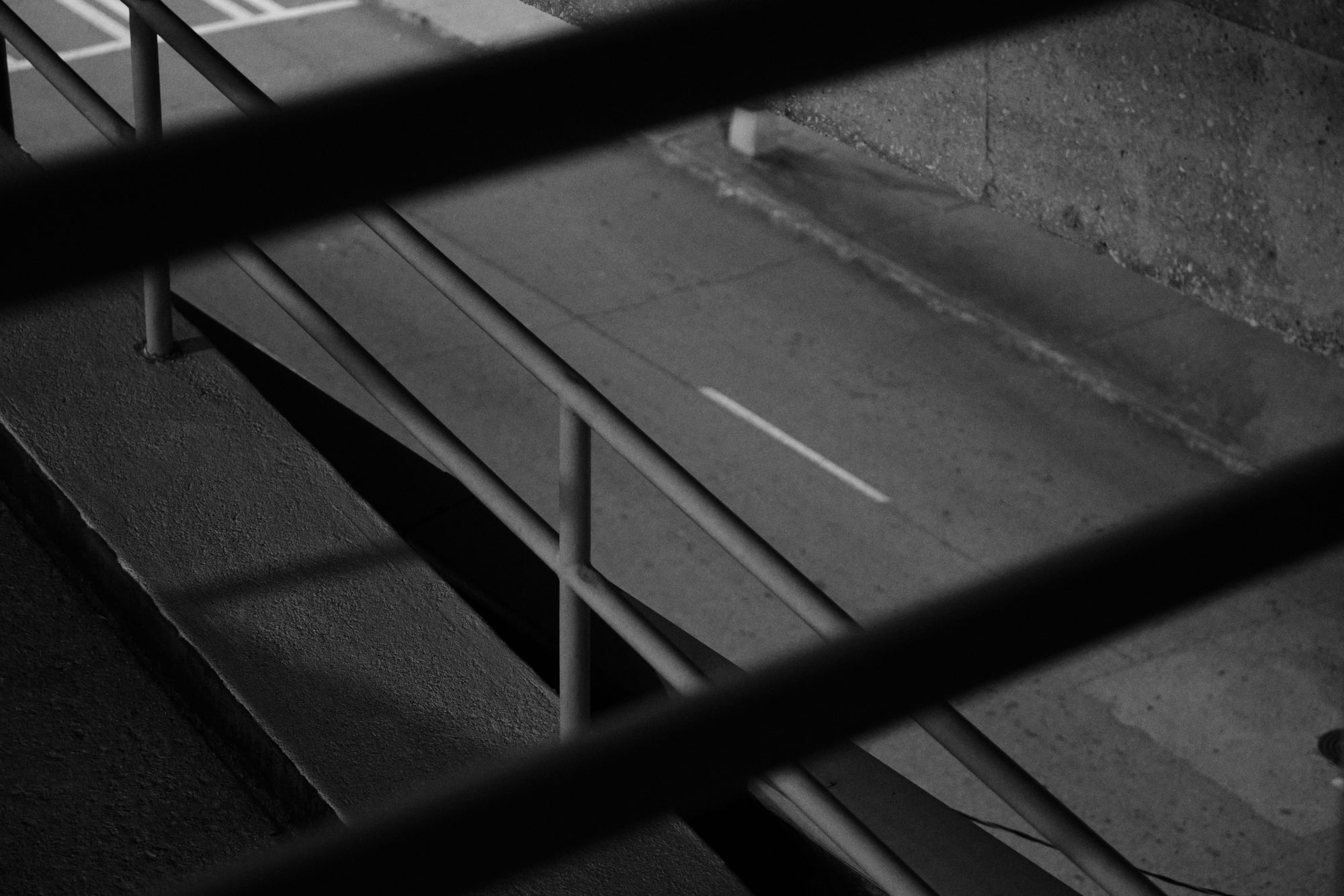 Black and white detail photo from parking lot in Atlanta GA